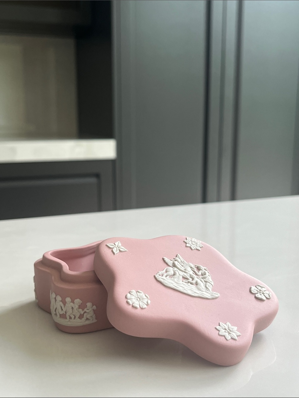 Wedgwood Jasperware Trinket Dish. Wedgwood Ballet Pink Jasperware Lidded Box.